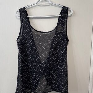 Jella Couture Black Sheer Tank with Subtle Pattern